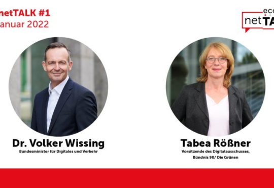 Jahresauftakt eco netTALK Bild vlnr: Volker Wissing, Tabea Rößner Copyright eco netTALK