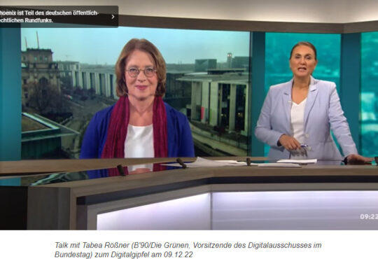 phoenix tagesgespräch zum Digital Gipfel Bild vlnr: Tabea Rößner, Ina Baltes Copyright Phoenix