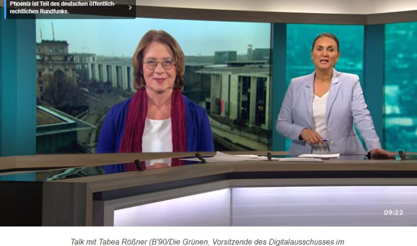 phoenix tagesgespräch zum Digital Gipfel Bild vlnr: Tabea Rößner, Ina Baltes Copyright Phoenix