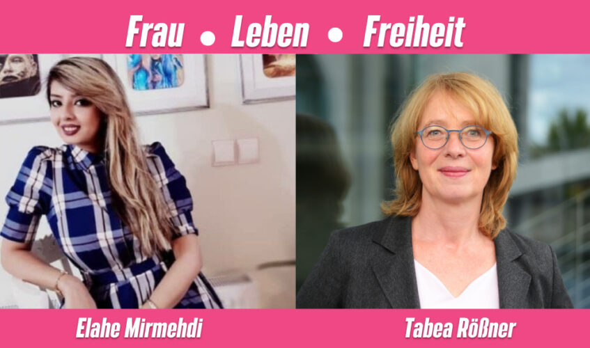 Rößner übernimmt Patenschaft für iranische Künstlerin Bild vlnr: Elahe Mirmehdi, Tabea Rößner Copyright Tabea Rößner