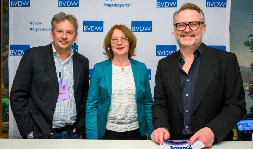 Jahresempfang des Bundesverband Digitale Wirtschaft (BVDW) e.V. Bild vlnr: Dirk Freytag, Tabea Rößner & Carsten Rasner ©Svea Pietschmann