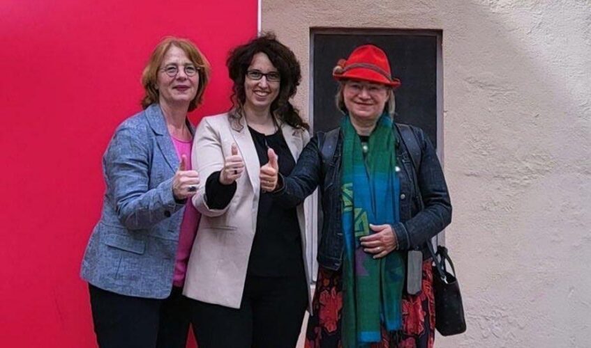 PM zur geplanten Einführung der sogenannten Chatkontrolle Teilnehmer:innen vlnr: Tabea Rößner, Sabine Grützmacher, Anke Domscheit-Berg Copyright Tabea Rößner
